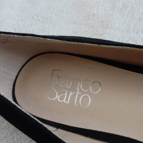 Franco Sarto Women's Size 9 Halissa Black Suede Pointed Toe Criss Cross Flats - Picture 5 of 12